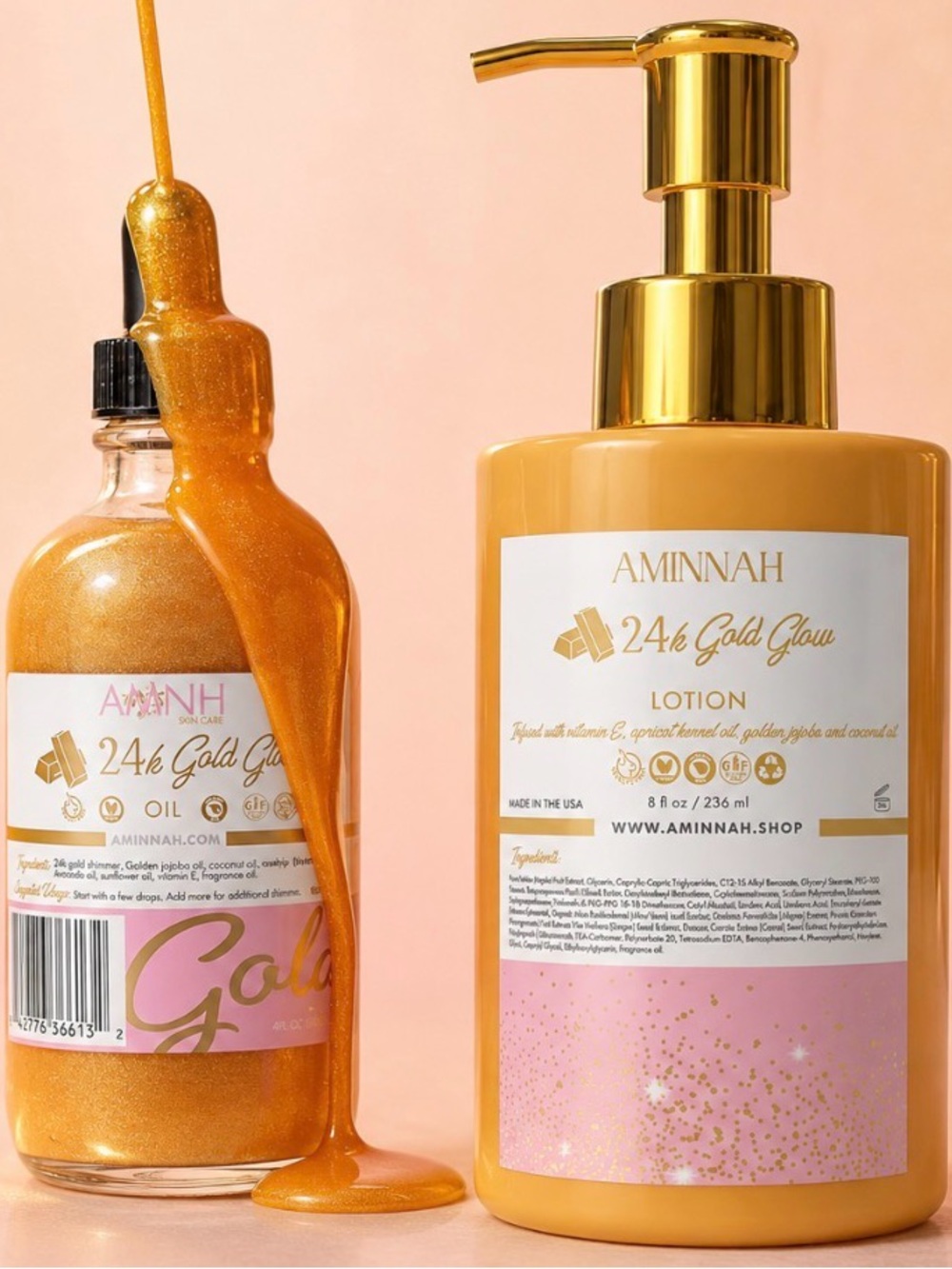 Aminnah (NWT) 24k Gold Glow Lotion & Body Oil